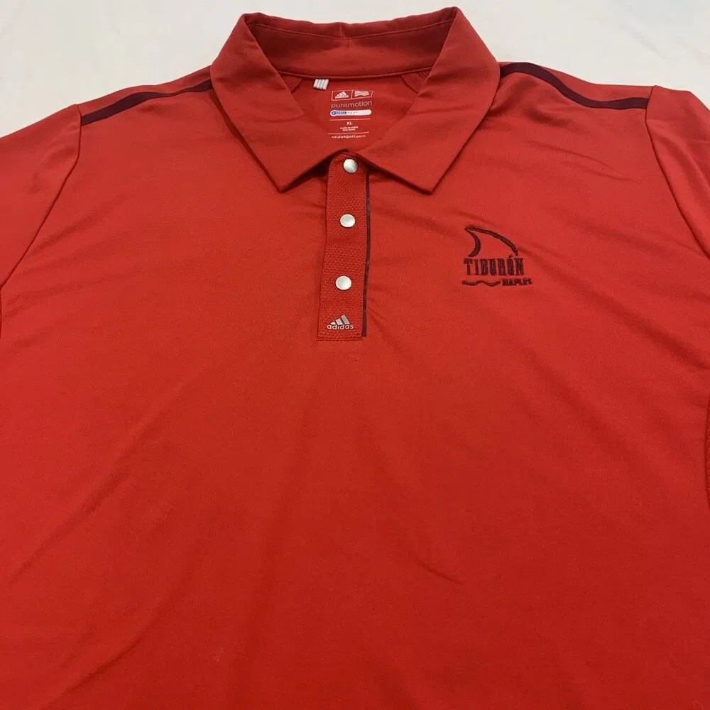 Adidas Golf Polo XL Mens Red Custom Tiburon Naples Logo Performance